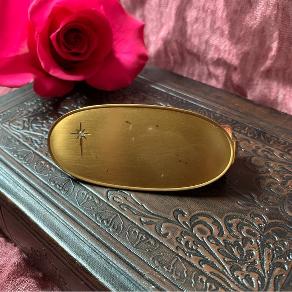 Vintage Mid Century Diamond Studded Lip view Lipstick Mirror and Holder - Picture 1 of 6